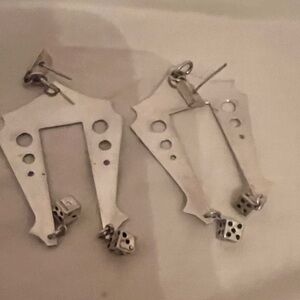 Clear Metals Modern Silver Geometric Dice Earrings